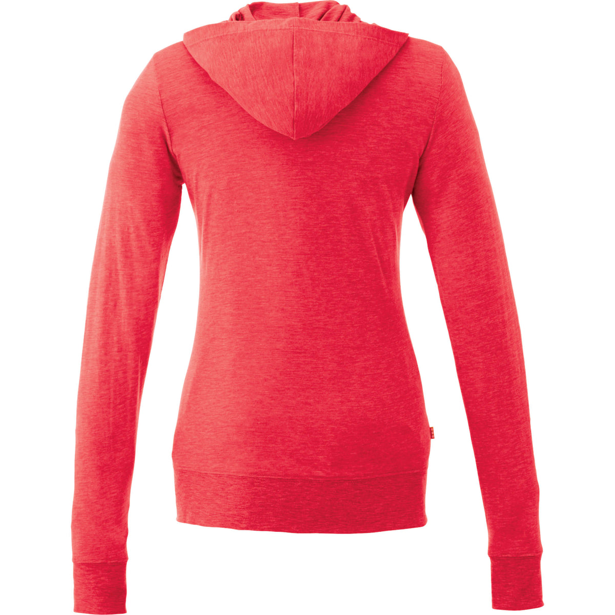 Garner Lightweight Knit Zip Hoodie with Thumb Holes for Women Transfer - Team Red Heather - Back Flat
