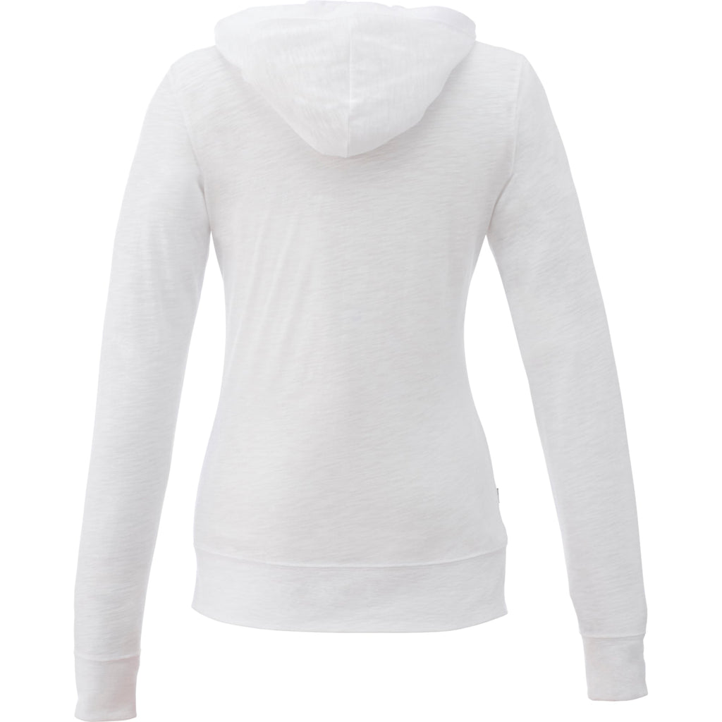Garner Lightweight Knit Zip Hoodie with Thumb Holes for Women Transfer - White - Back Flat