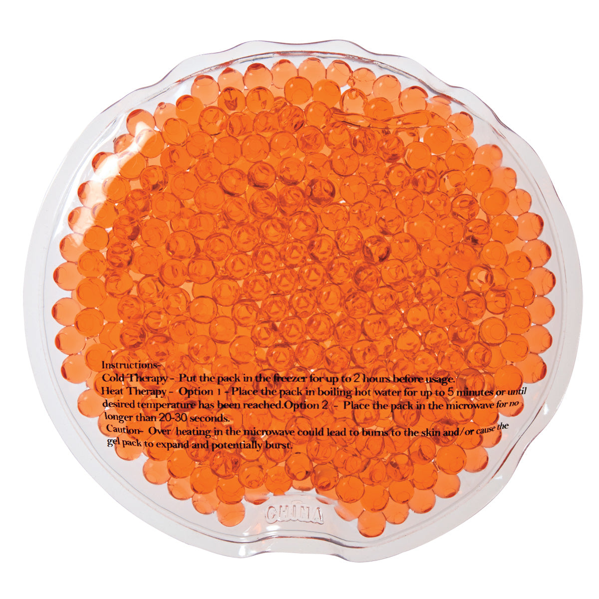 Gel Beads Hot and Cold Pack, Small Round - Orange - Back