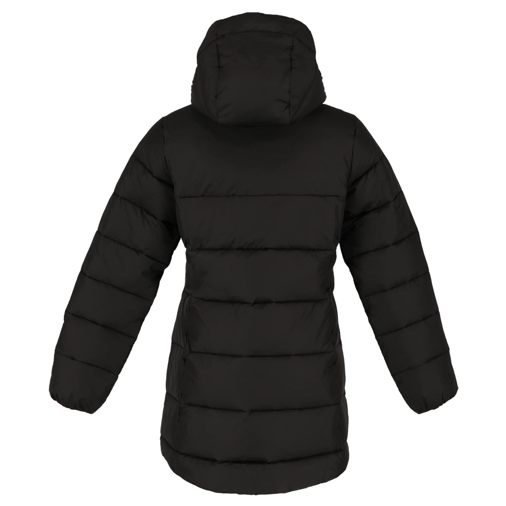 Geneva Long Recycled Packable Puffer Jacket for Women Embroidery - Black - Back