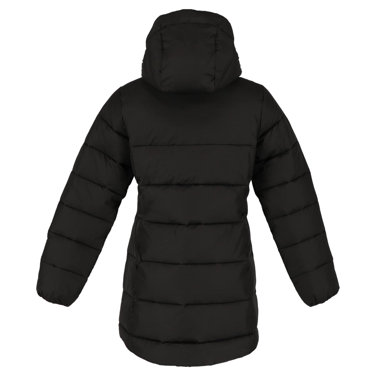 Geneva Long Recycled Packable Puffer Jacket for Women Embroidery - Black - Back