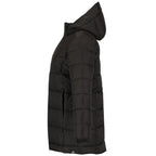 Geneva Long Recycled Packable Puffer Jacket for Women Embroidery - Black - Left Side
