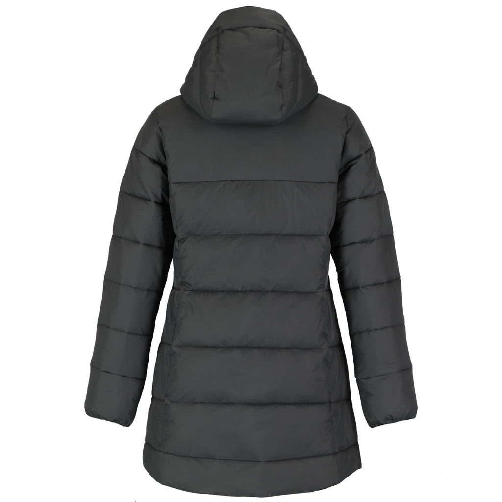 Geneva Long Recycled Packable Puffer Jacket for Women Embroidery - Grey Storm - Back