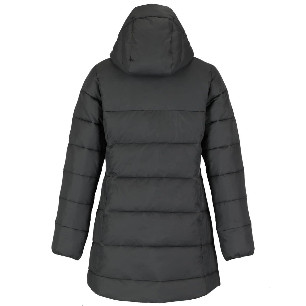 Geneva Long Recycled Packable Puffer Jacket for Women Embroidery - Grey Storm - Back