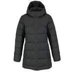 Geneva Long Recycled Packable Puffer Jacket for Women Embroidery - Grey Storm - Front