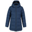 Geneva Long Recycled Packable Puffer Jacket for Women Embroidery - River Blue - Front