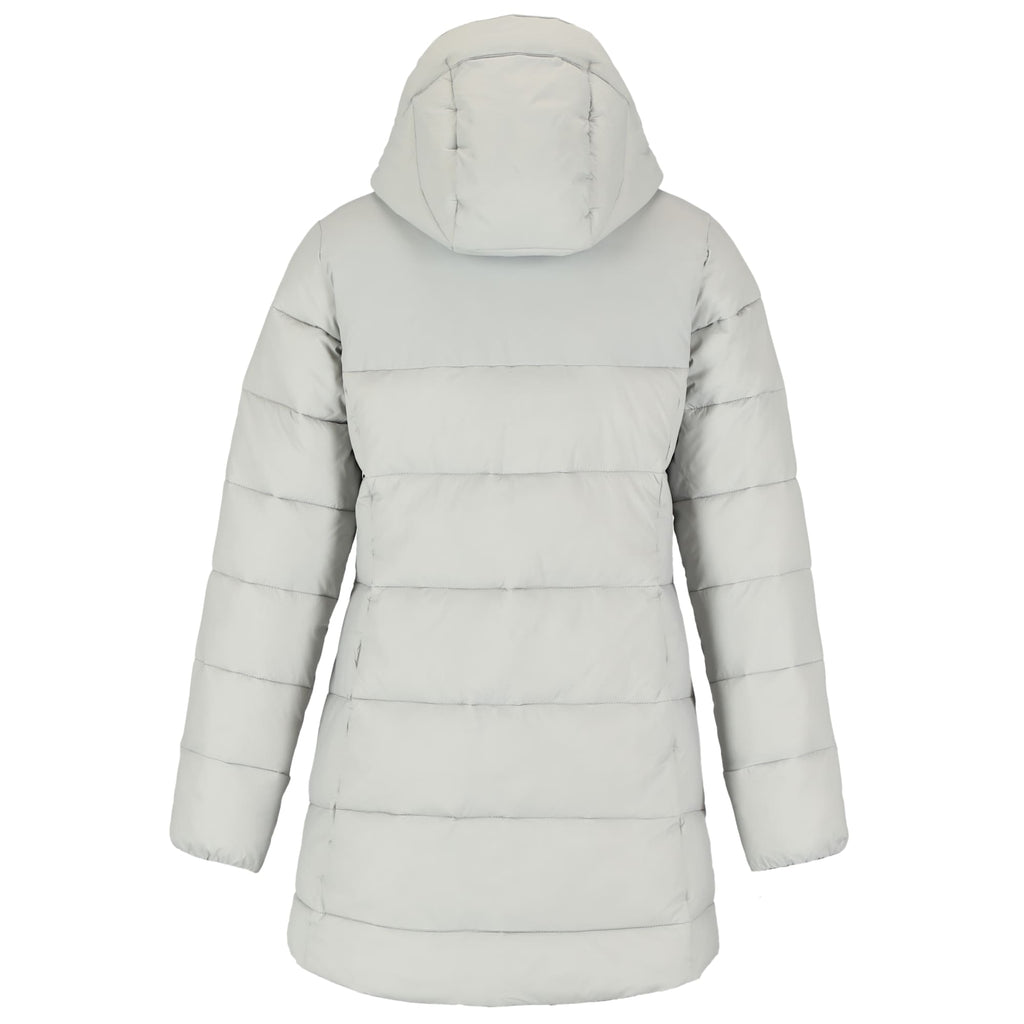 Geneva Long Recycled Packable Puffer Jacket for Women Embroidery - Silver - Back