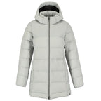 Geneva Long Recycled Packable Puffer Jacket for Women Embroidery - Silver - Front