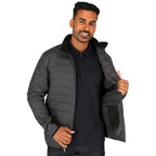 Geneva Recycled Hybrid Insulated Jacket for Men Embroidery - Grey Storm/Black - On Model 2