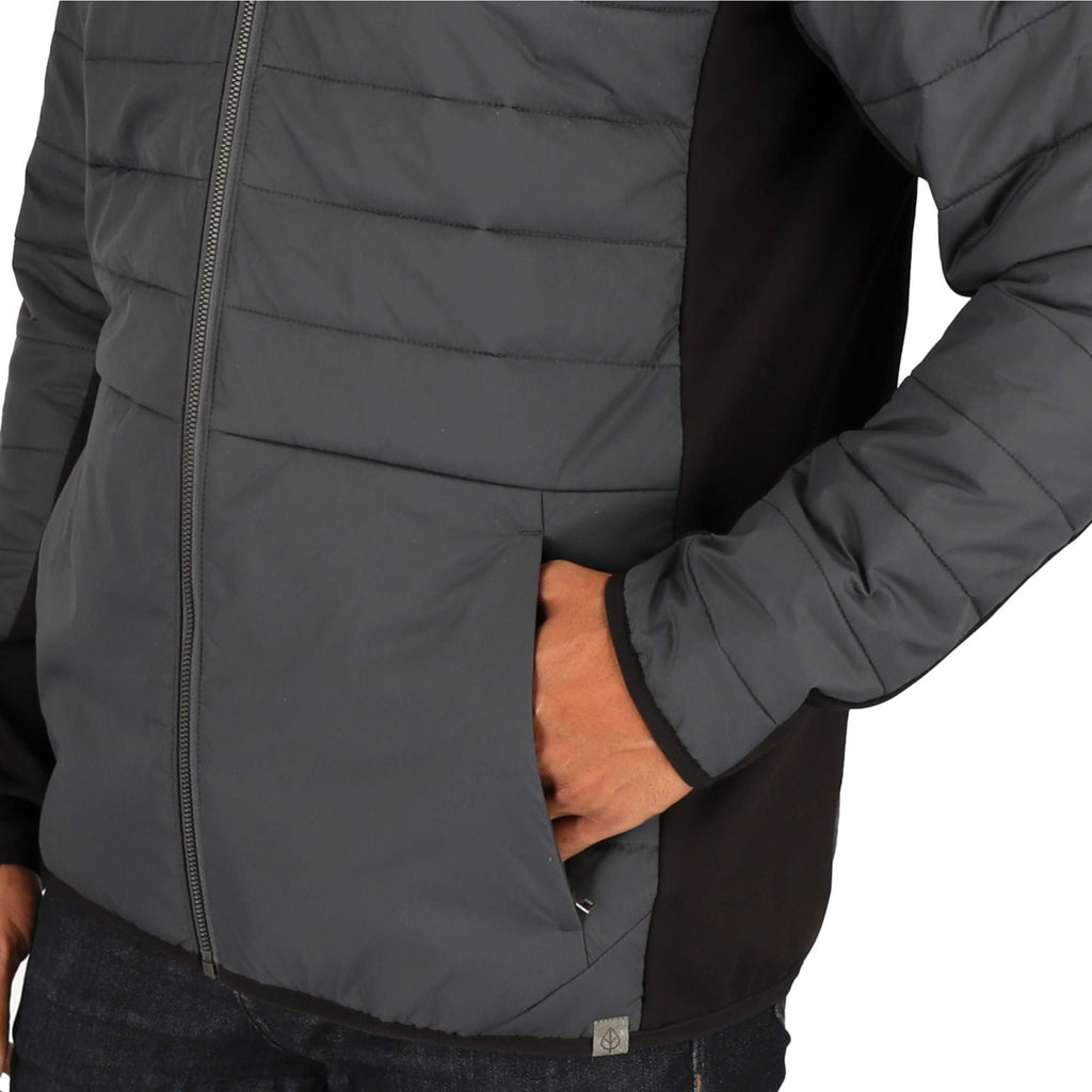 Geneva Recycled Hybrid Insulated Jacket for Men Embroidery - Grey Storm/Black - On Model 3