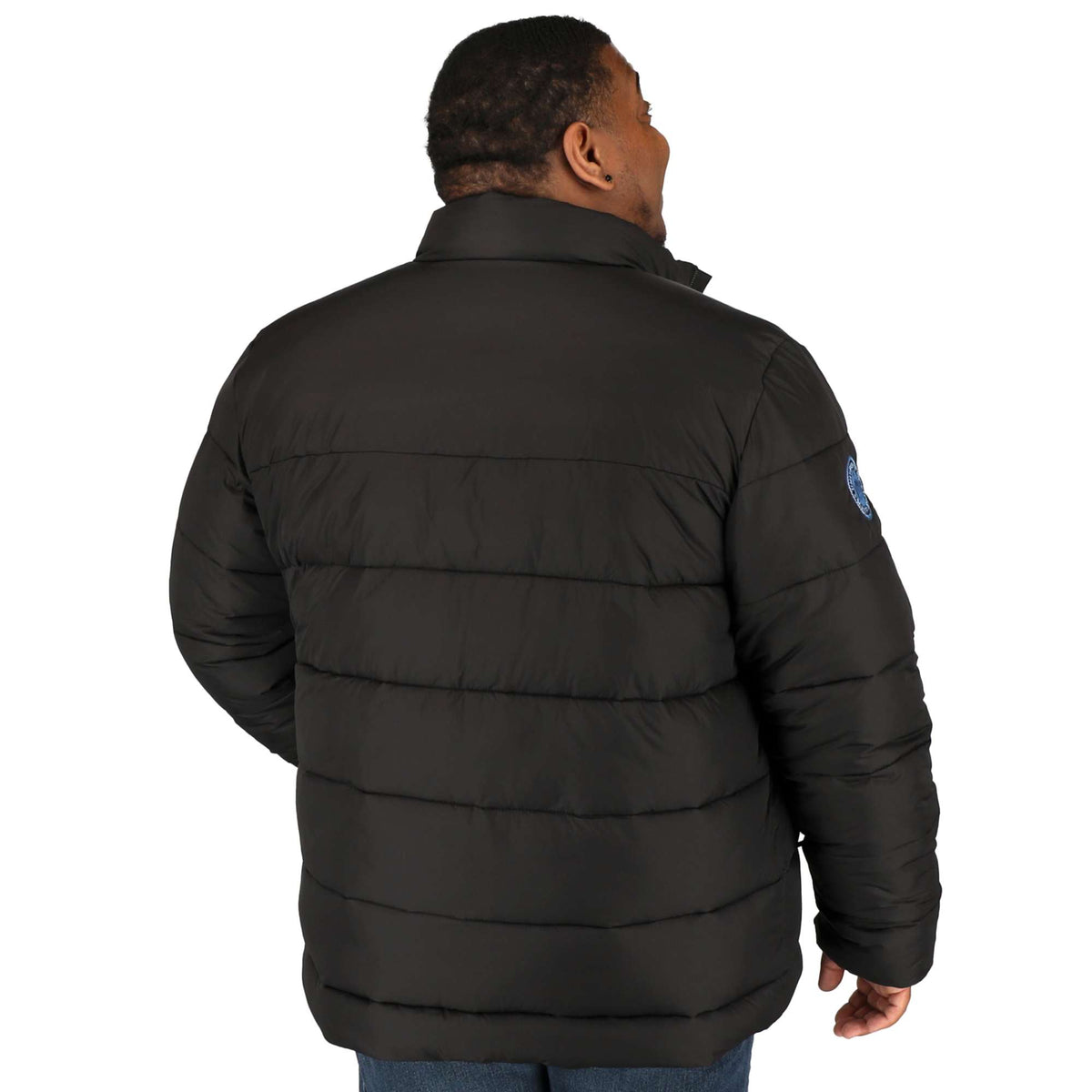 Geneva Recycled Packable Puffer Jacket for Men Embroidery - Black - On Model 3