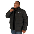 Geneva Recycled Packable Puffer Jacket for Men Embroidery - Black - On Model