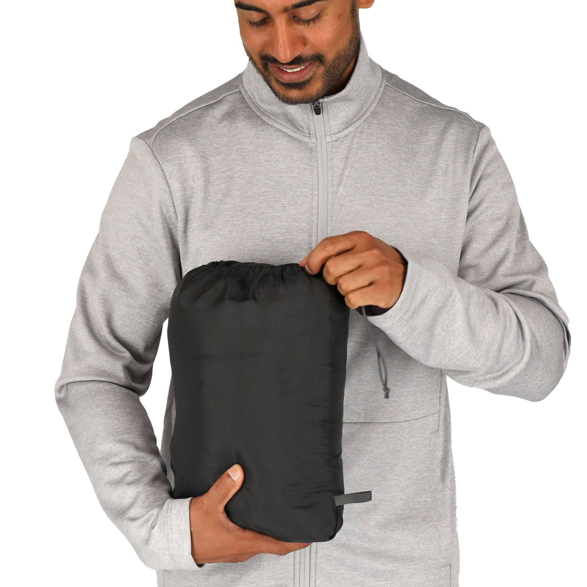 Geneva Recycled Packable Puffer Jacket for Men Embroidery - Grey Storm - On Model 2