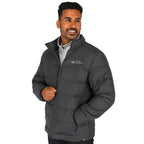 Geneva Recycled Packable Puffer Jacket for Men Embroidery - Grey Storm - On Model 3