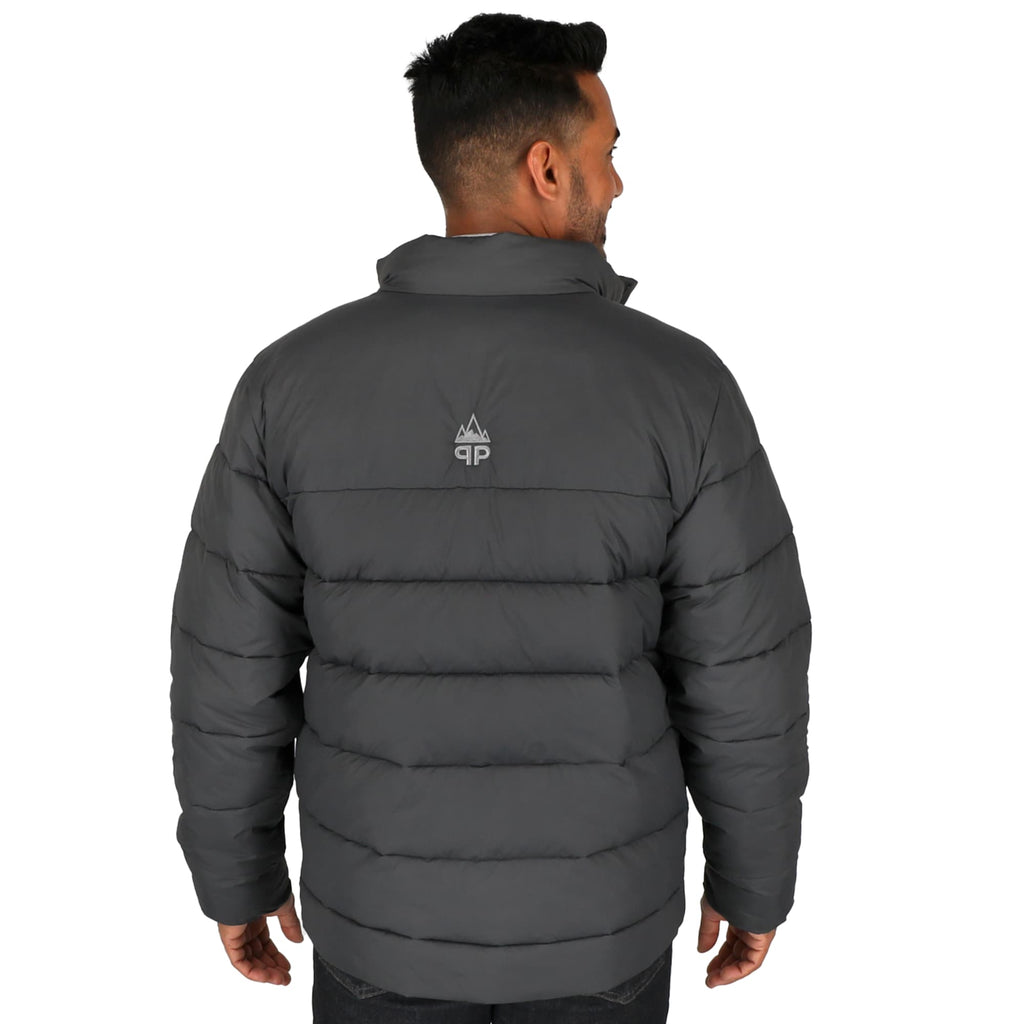 Geneva Recycled Packable Puffer Jacket for Men Embroidery - Grey Storm - On Model 4