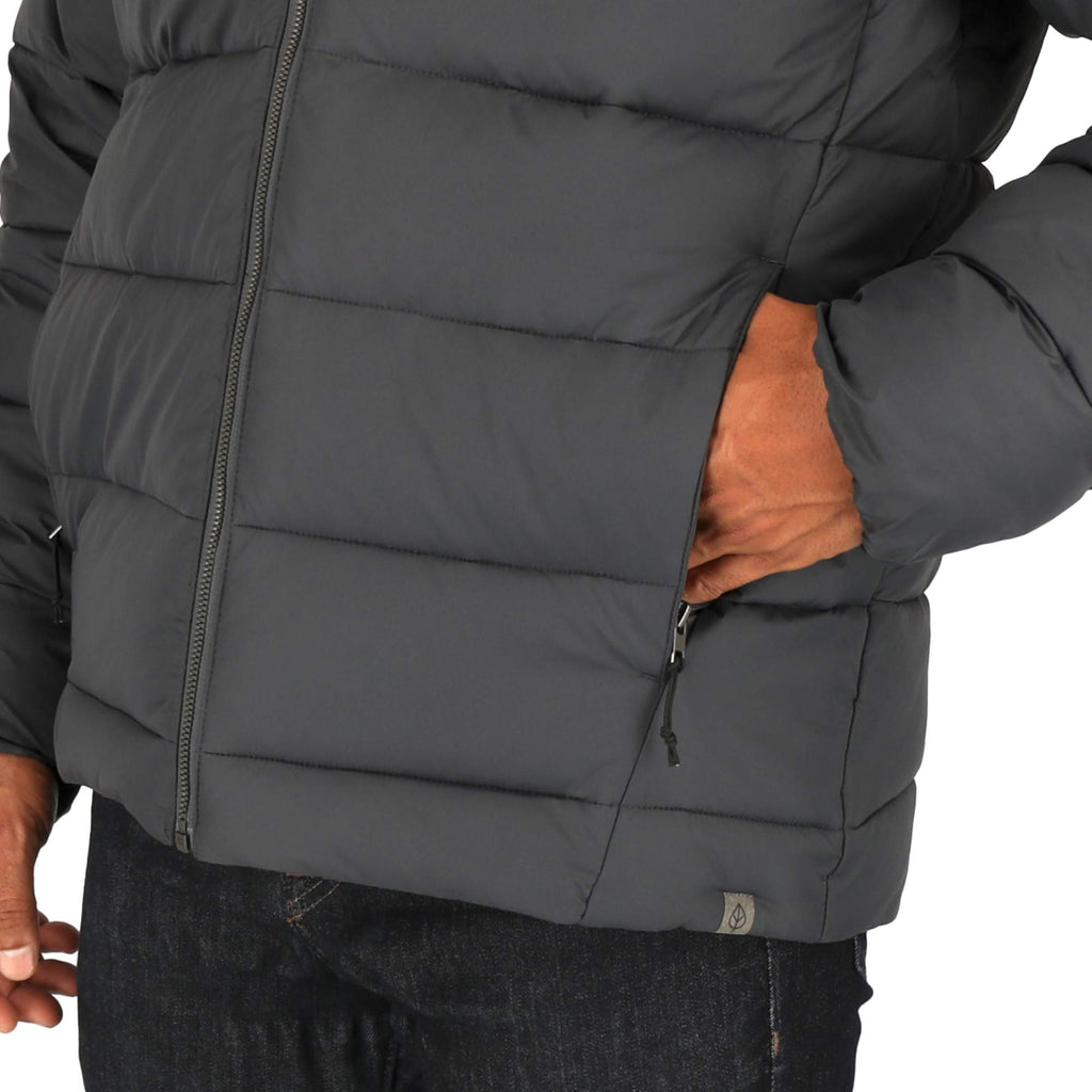 Geneva Recycled Packable Puffer Jacket for Men Embroidery - Grey Storm - On Model 7