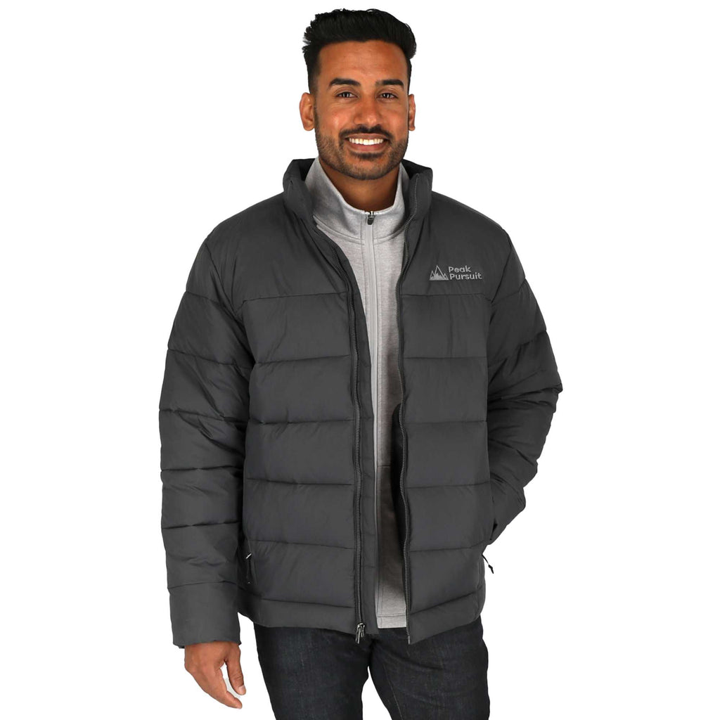 Geneva Recycled Packable Puffer Jacket for Men Embroidery - Grey Storm - On Model 9