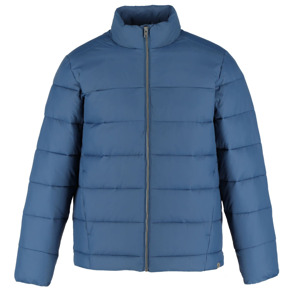 Geneva Recycled Packable Puffer Jacket for Men Embroidery - River Blue - Front