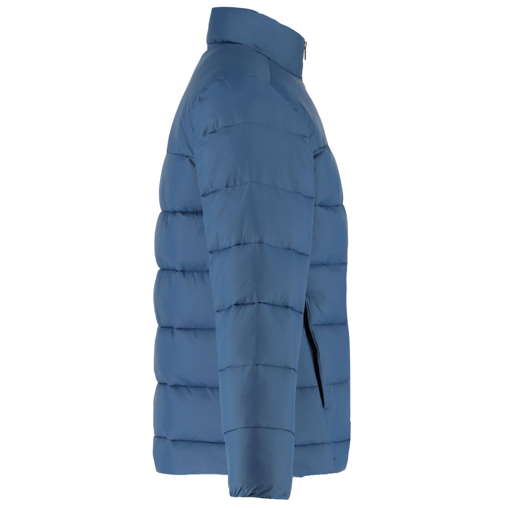 Geneva Recycled Packable Puffer Jacket for Men Embroidery - River Blue - Right Side