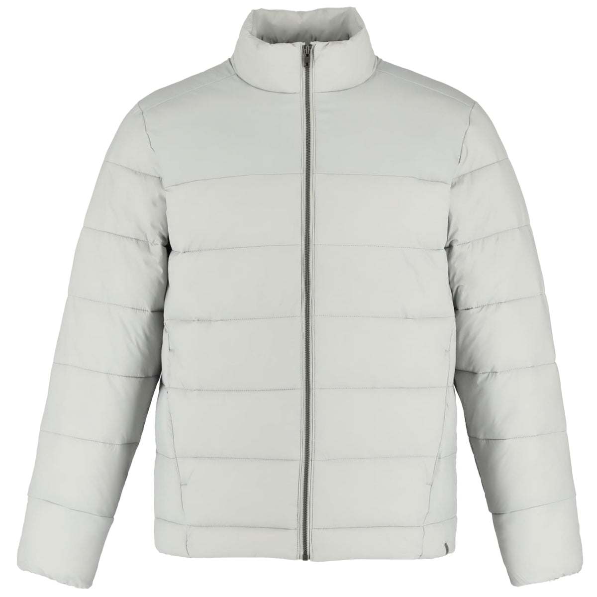Geneva Recycled Packable Puffer Jacket for Men Embroidery - Silver - Front