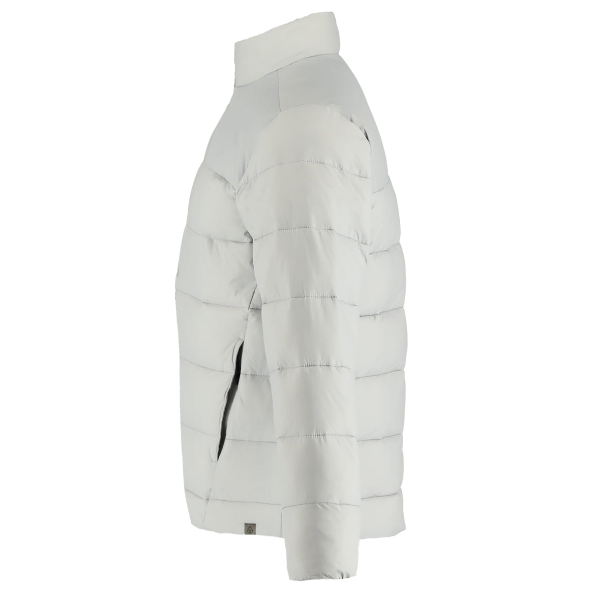 Geneva Recycled Packable Puffer Jacket for Men Embroidery - Silver - Left Side