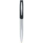 Geneva Twist Ballpoint Pen in Matte Black and Chrome Laser Engraving - Black - Front 2