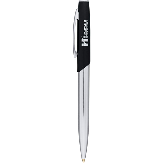 Geneva Twist Ballpoint Pen in Matte Black and Chrome Laser Engraving