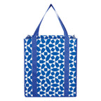 Geometric Non-Woven Shopping Tote Bag, Recycled - Royal Blue - Back