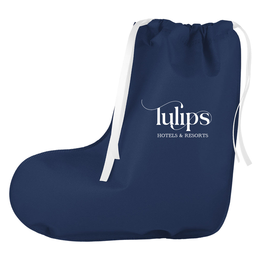 Gift Bag Shaped Like a Stocking, Non-Woven - Navy - Silk Screen