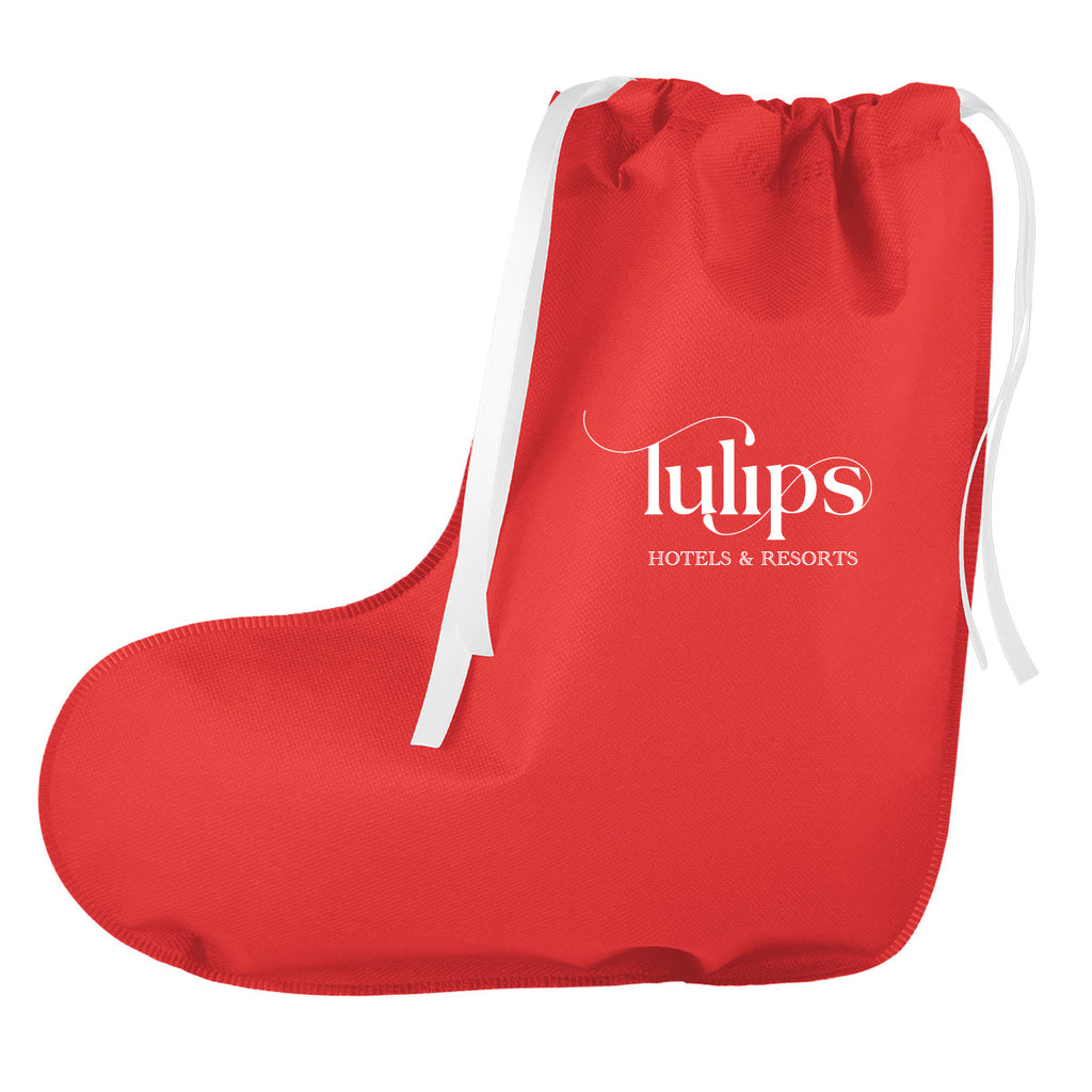 Gift Bag Shaped Like a Stocking, Non-Woven - Red - Silk Screen