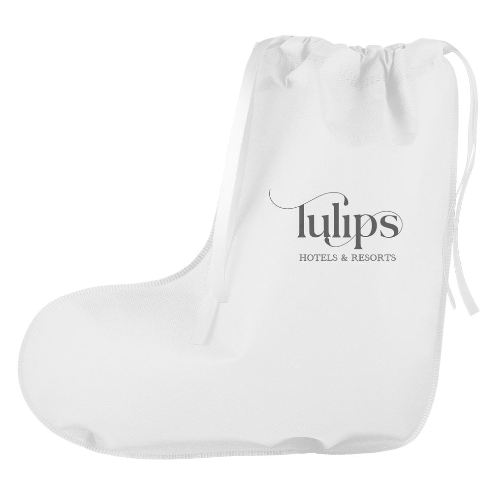 Gift Bag Shaped Like a Stocking, Non-Woven - White - Silk Screen