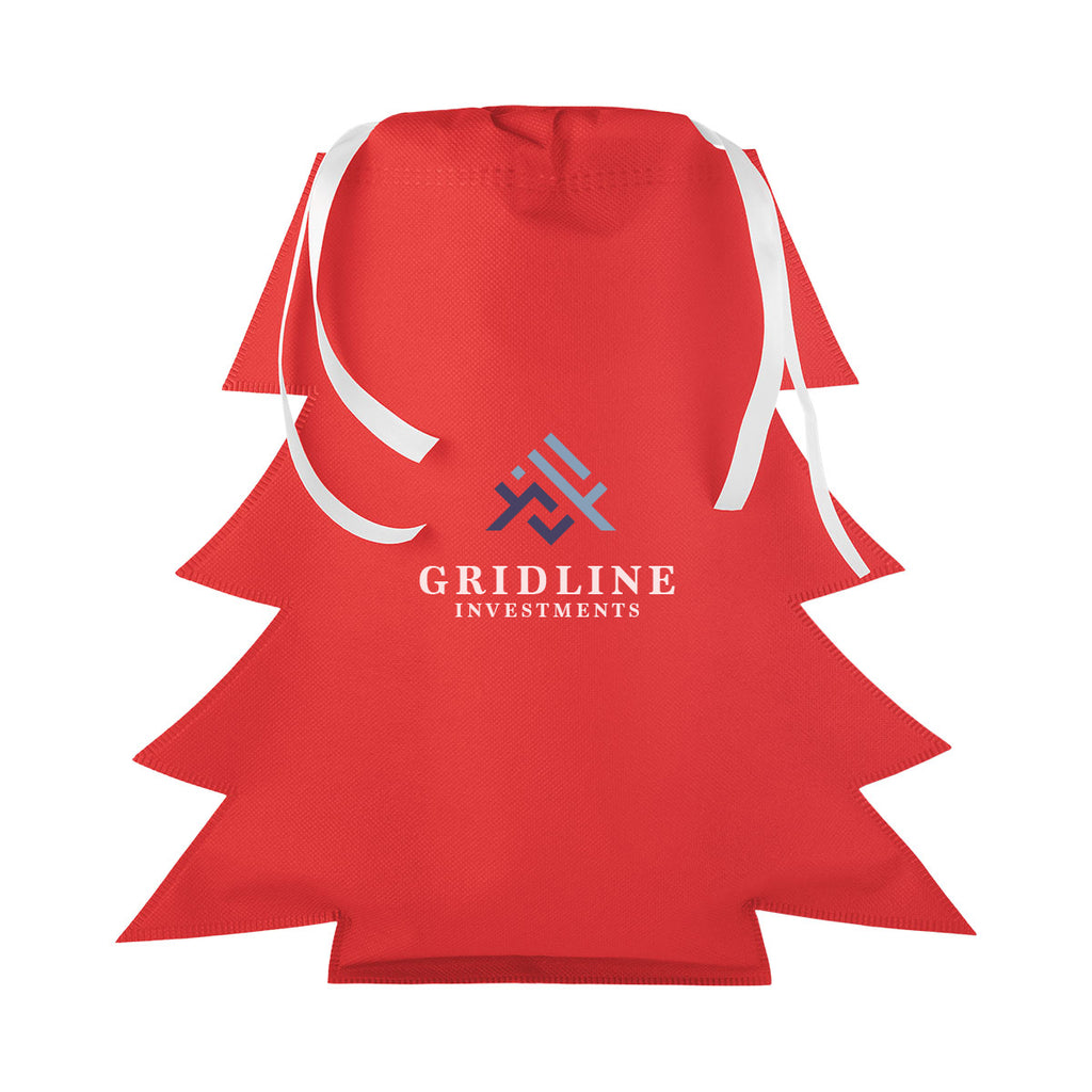 Gift Bag Shaped Like a Tree, Non-Woven - Red - Colorbrite