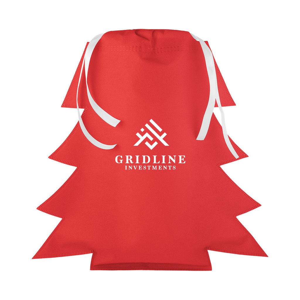 Gift Bag Shaped Like a Tree, Non-Woven - Red - Silk Screen