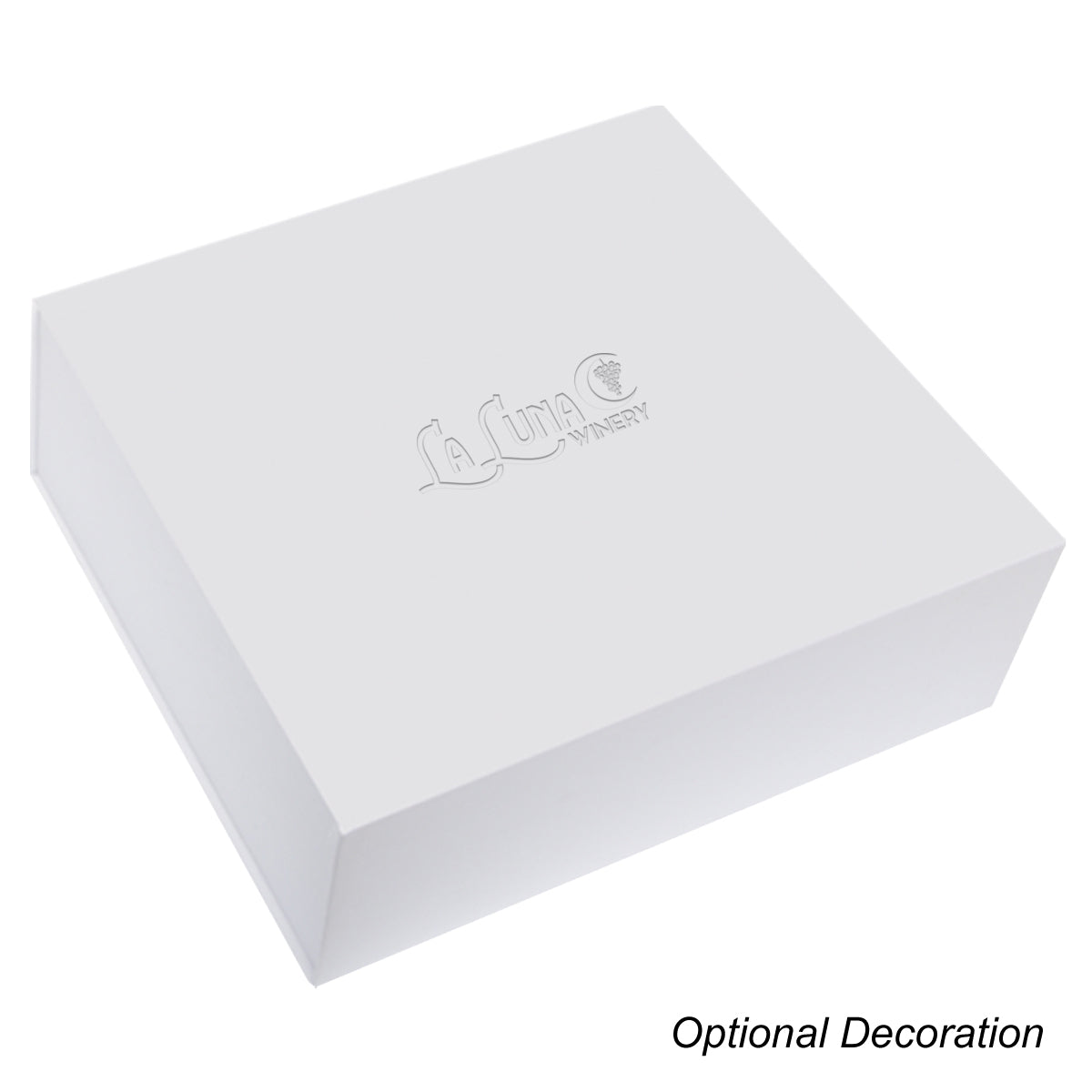 Gift Box with Magnetic Closure, 15 x 12 Inches - White - Deboss