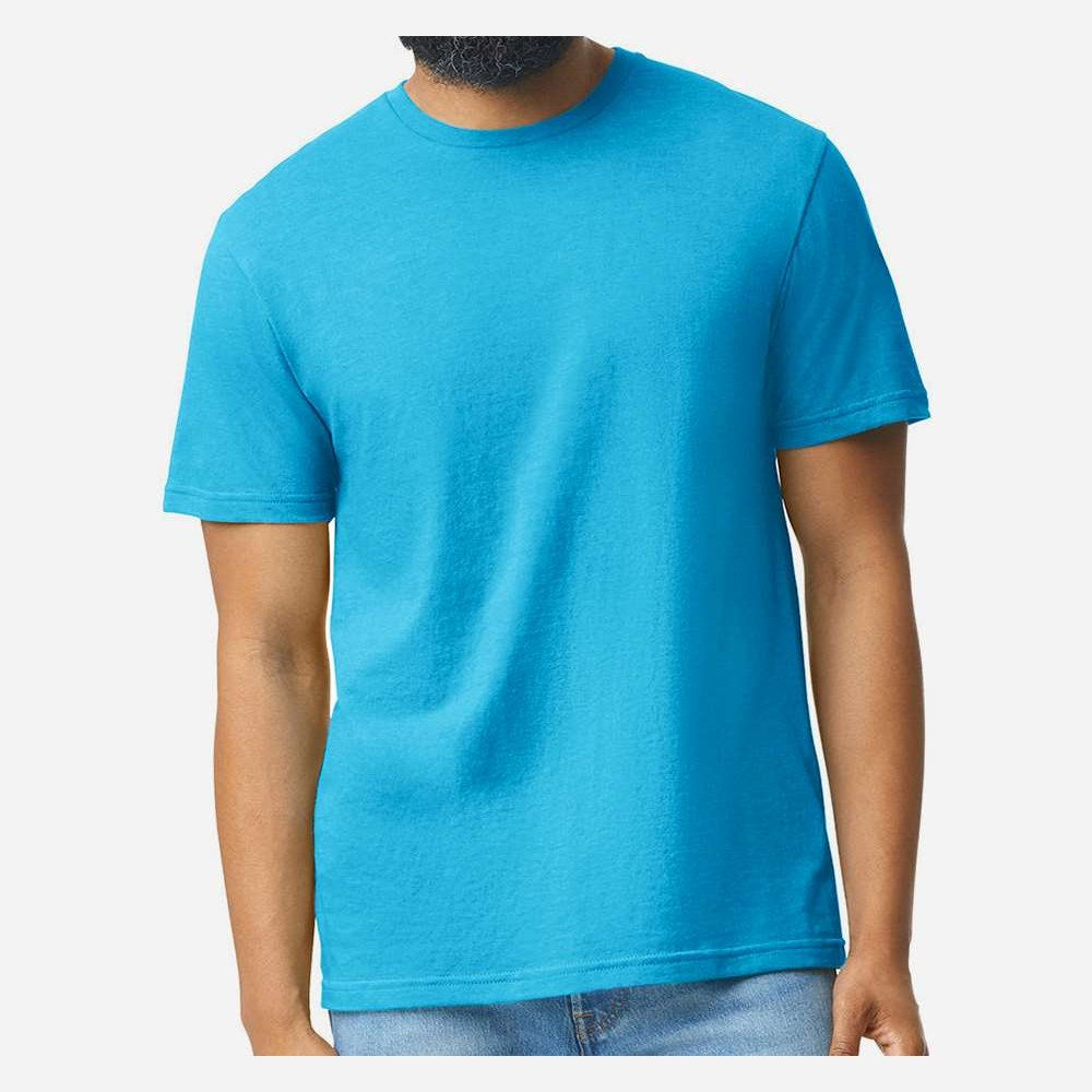 Gildan Unisex Softstyle® CVC T-Shirt - Caribbean Mist - On Model Front