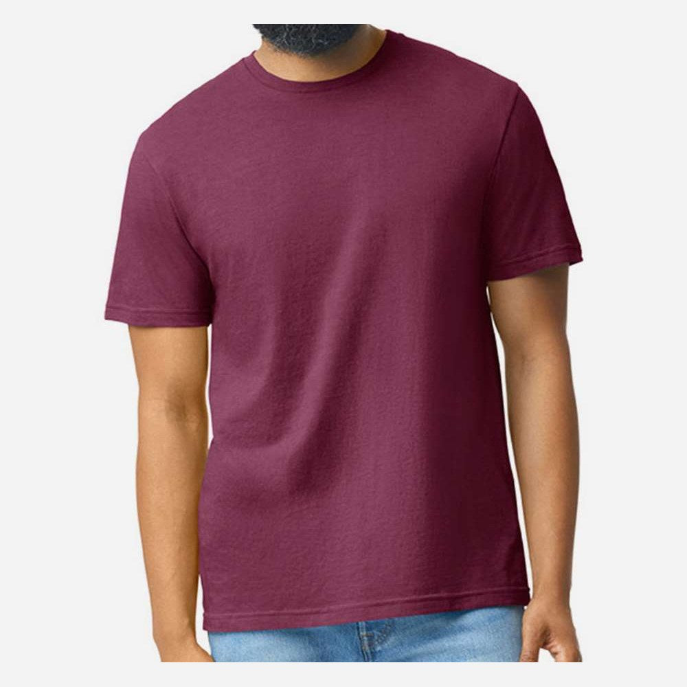 Gildan Unisex Softstyle® CVC T-Shirt - Maroon Mist - On Model Front
