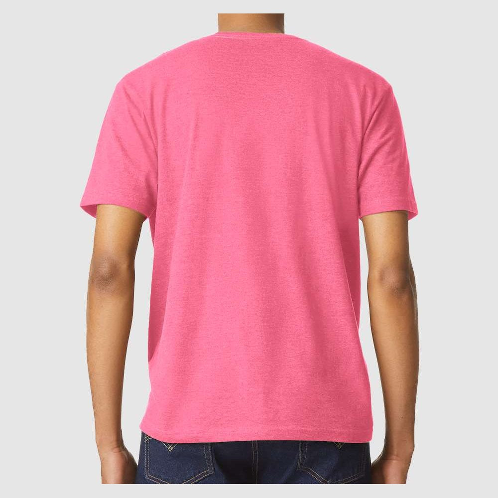Gildan Unisex Softstyle® CVC T-Shirt - Pink Lemonade Mist - On Model Back