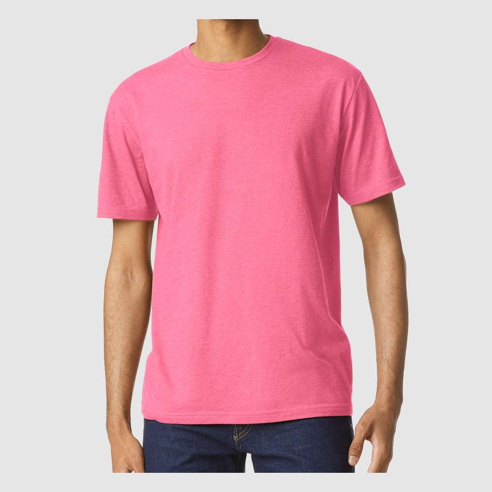 Gildan Unisex Softstyle® CVC T-Shirt - Pink Lemonade Mist - On Model Front