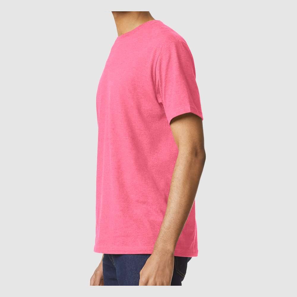 Gildan Unisex Softstyle® CVC T-Shirt - Pink Lemonade Mist - On Model Side