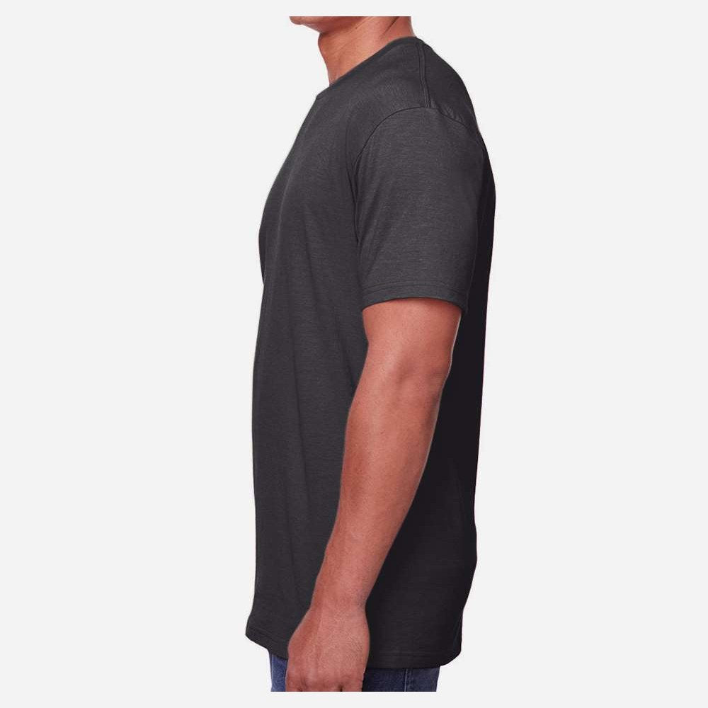 Gildan Unisex Softstyle® CVC T-Shirt - Pitch Black Mist - On Model Side