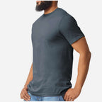 Gildan Unisex Softstyle® CVC T-Shirt - Steel Blue - On Model Side
