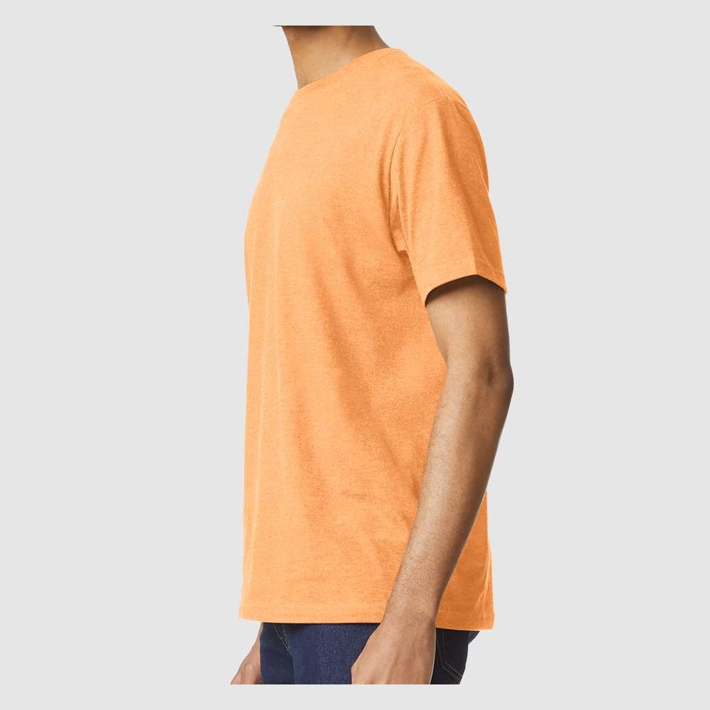 Gildan Unisex Softstyle® CVC T-Shirt - Tangerine Mist - On Model Side