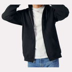 Gildan Unisex Softstyle® Midweight Full-Zip Hooded Sweatshirt Embroidery - Black - On Model Front