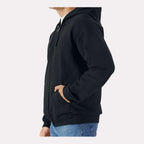 Gildan Unisex Softstyle® Midweight Full-Zip Hooded Sweatshirt Embroidery - Black - On Model Side