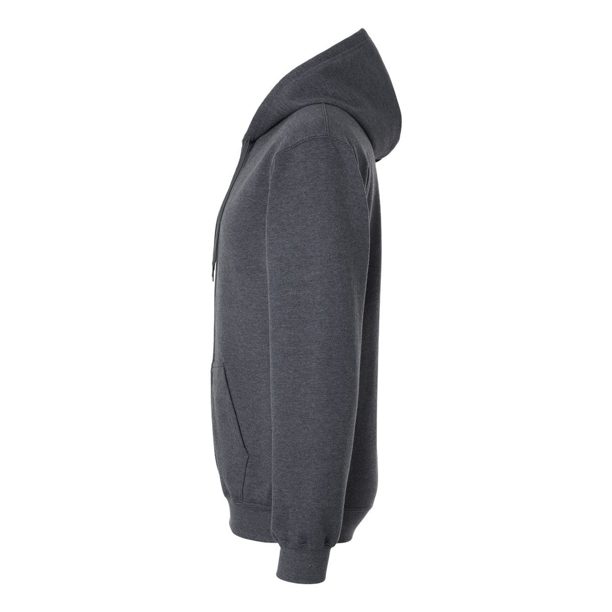 Gildan Unisex Softstyle® Midweight Full-Zip Hooded Sweatshirt Embroidery - Dark Heather - Direct Side