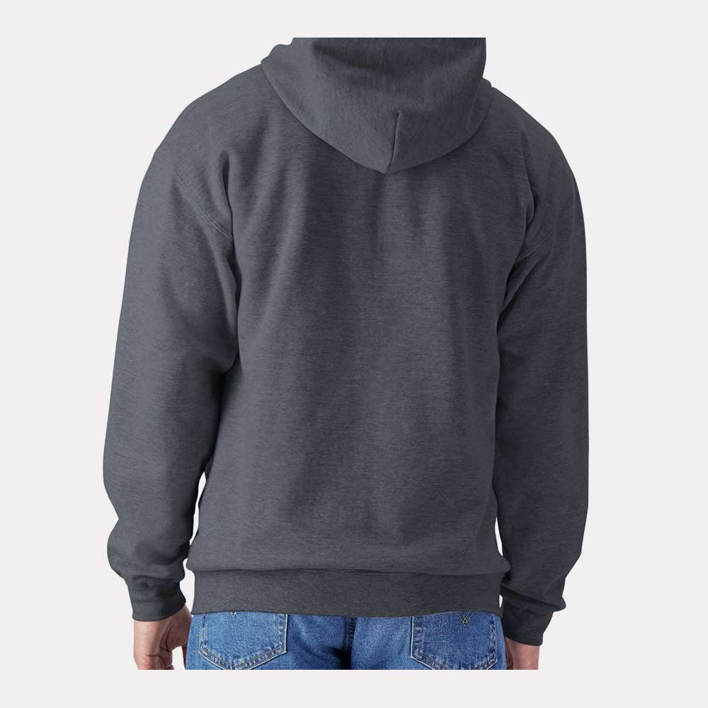 Gildan Unisex Softstyle® Midweight Full-Zip Hooded Sweatshirt Embroidery - Dark Heather - On Model Back