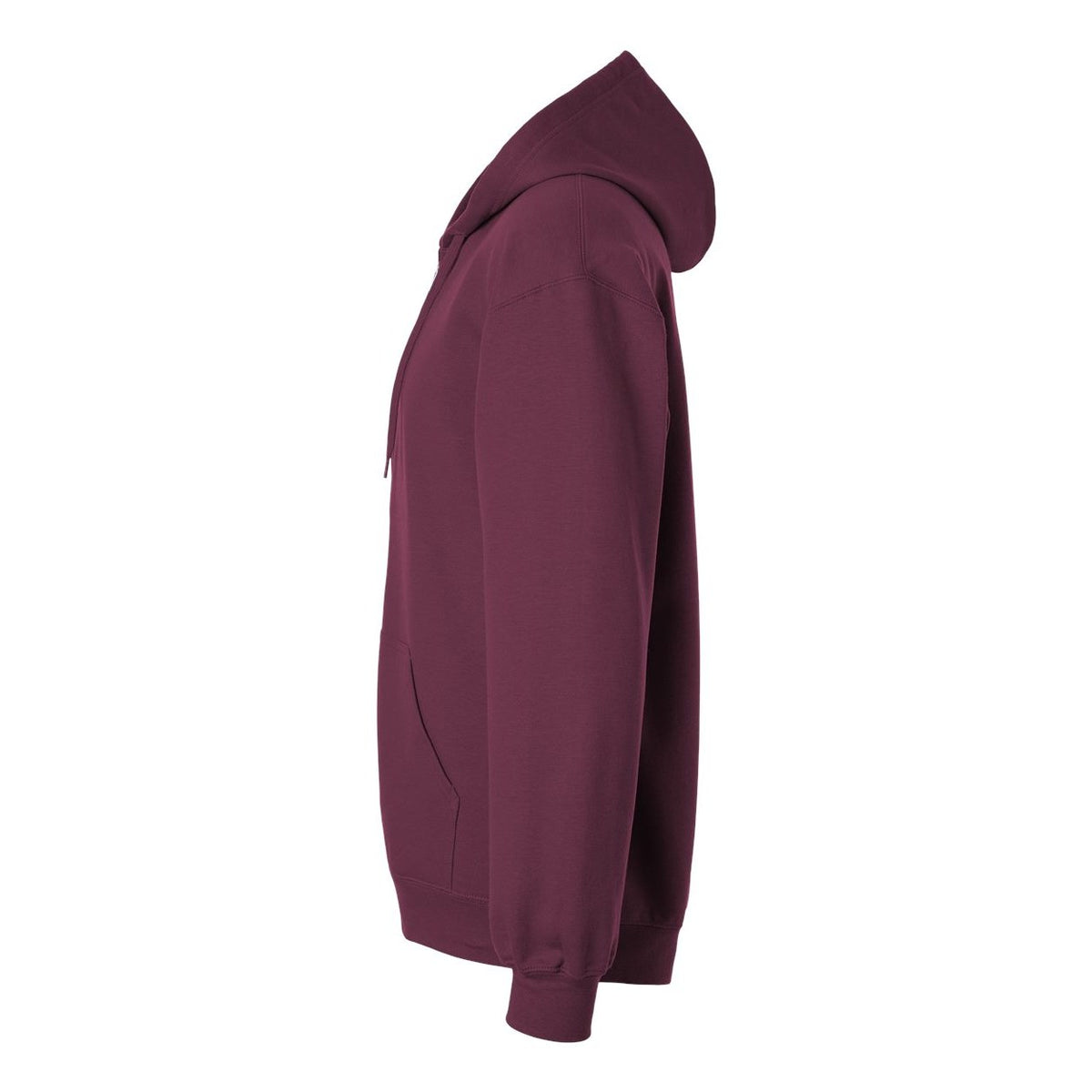 Gildan Unisex Softstyle® Midweight Full-Zip Hooded Sweatshirt Embroidery - Maroon - Direct Side
