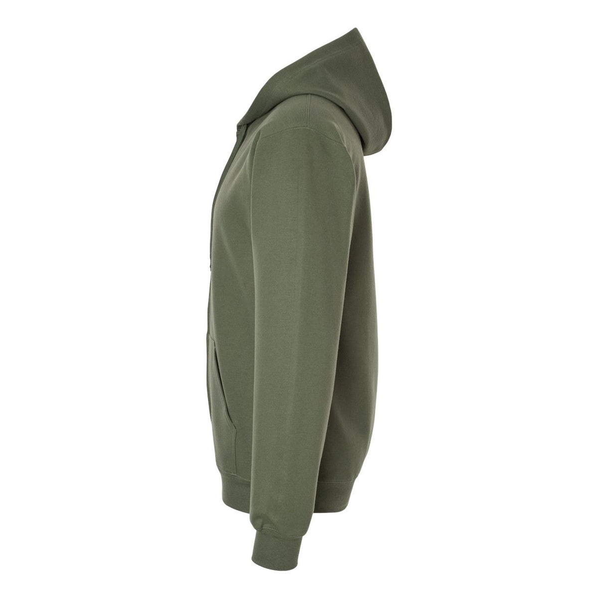 Gildan Unisex Softstyle® Midweight Full-Zip Hooded Sweatshirt Embroidery - Military Green - Direct Side
