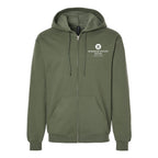 Gildan Unisex Softstyle® Midweight Full-Zip Hooded Sweatshirt Embroidery - Military Green - Front