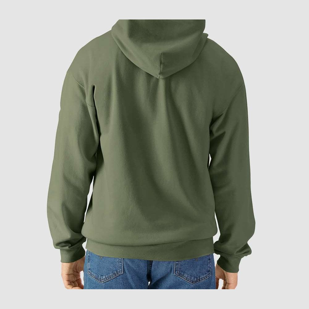 Gildan Unisex Softstyle® Midweight Full-Zip Hooded Sweatshirt Embroidery - Military Green - On Model Back